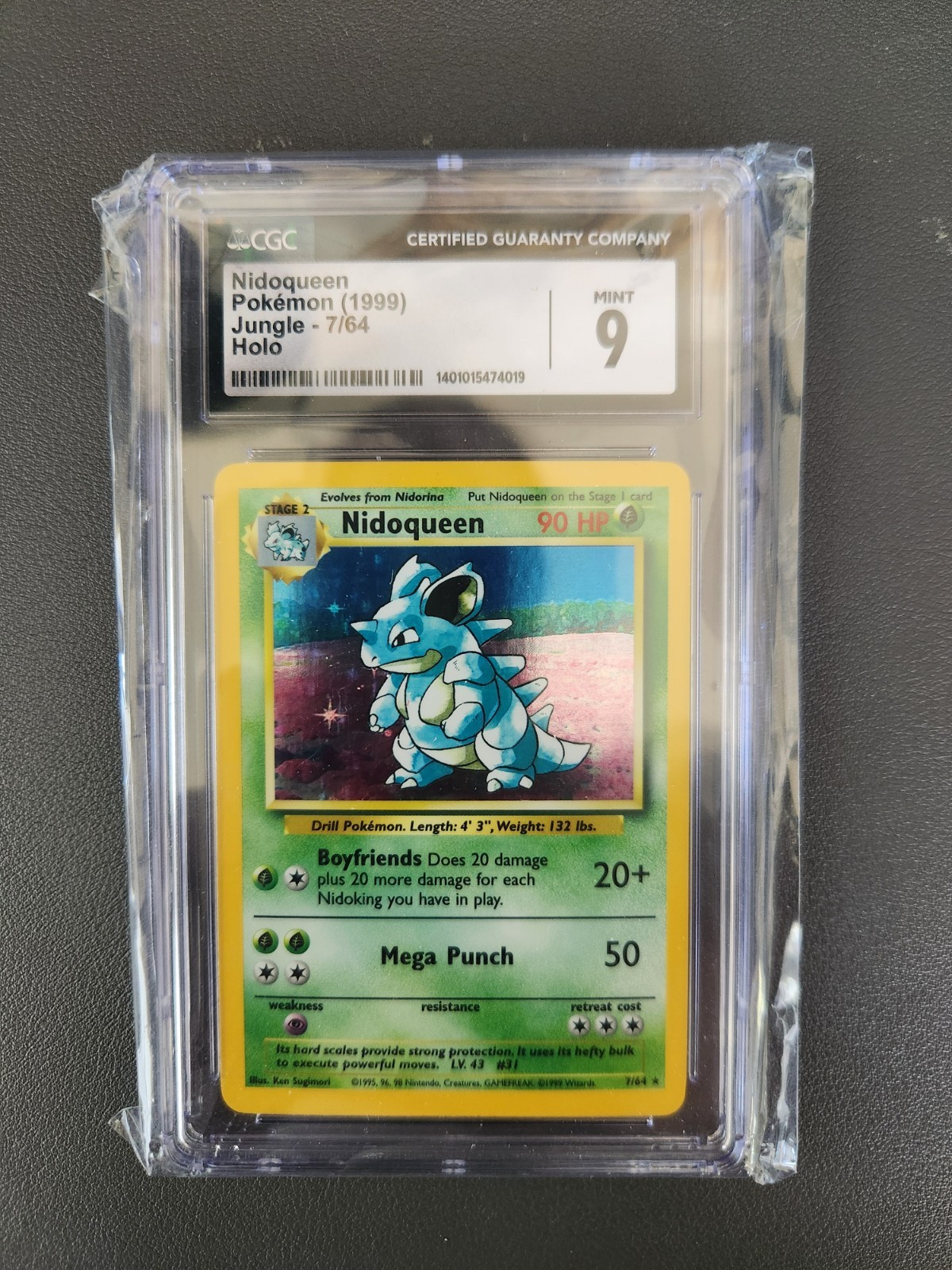 CGC 9 Nidoqueen 1999 Jungle - Unlimited 7/64 ERROR Holo Rare Pokemon Card
