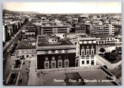 RPPC Pescara, Italy - Corso Vittorio Emanuele Panoramic View of City