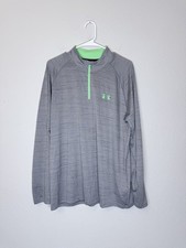 Under Armour Tech HeatGear Loose Fit 1/4 Zip Gray Pullover Men  s Size L Large