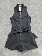 Evereve By Cloth & Stone Sleeveless Zip Denim Romper Womens XS Black Cotton New