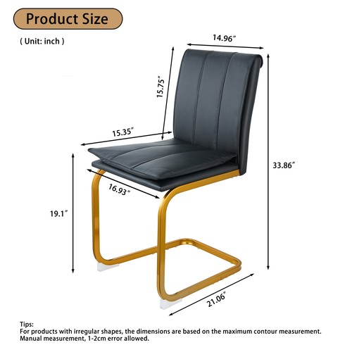 Set of 4 Modern PU Leather Dining Chairs w/ Gold Bow Metal Legs for Dining Room - Picture 45 of 46