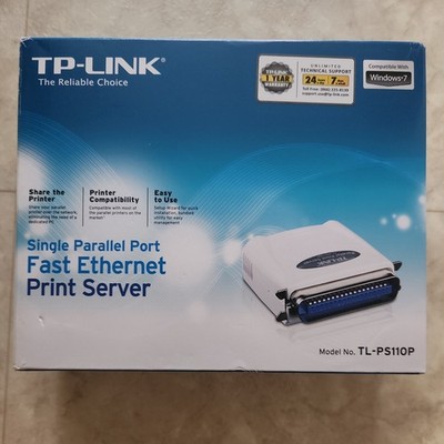 TP-Link TL-PS110P Single Parallel Port Fast Ethernet Print Server New in Box