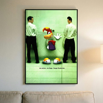 Rayman Retro Ad Print, Y2K Gaming Advertisement Poster, Edgy Video Game Wall Art