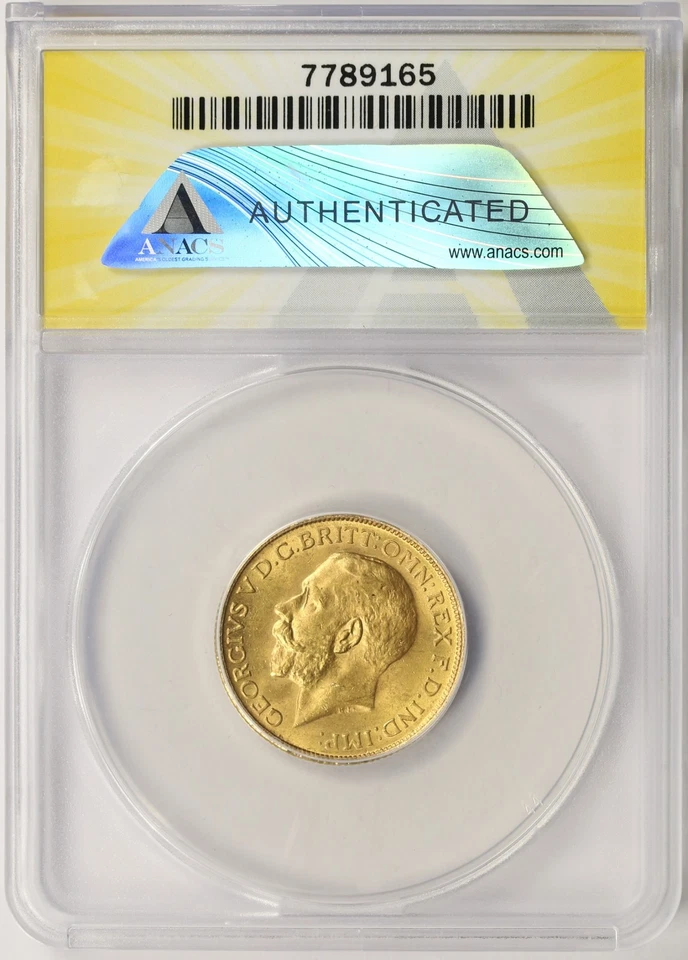1915-S Australia Gold Sovereign ANACS MS62 - Image 2 of 4