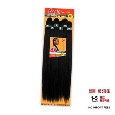 X-pression prestretched braiding hair - 6x braid 58 inch all Off Black 1B