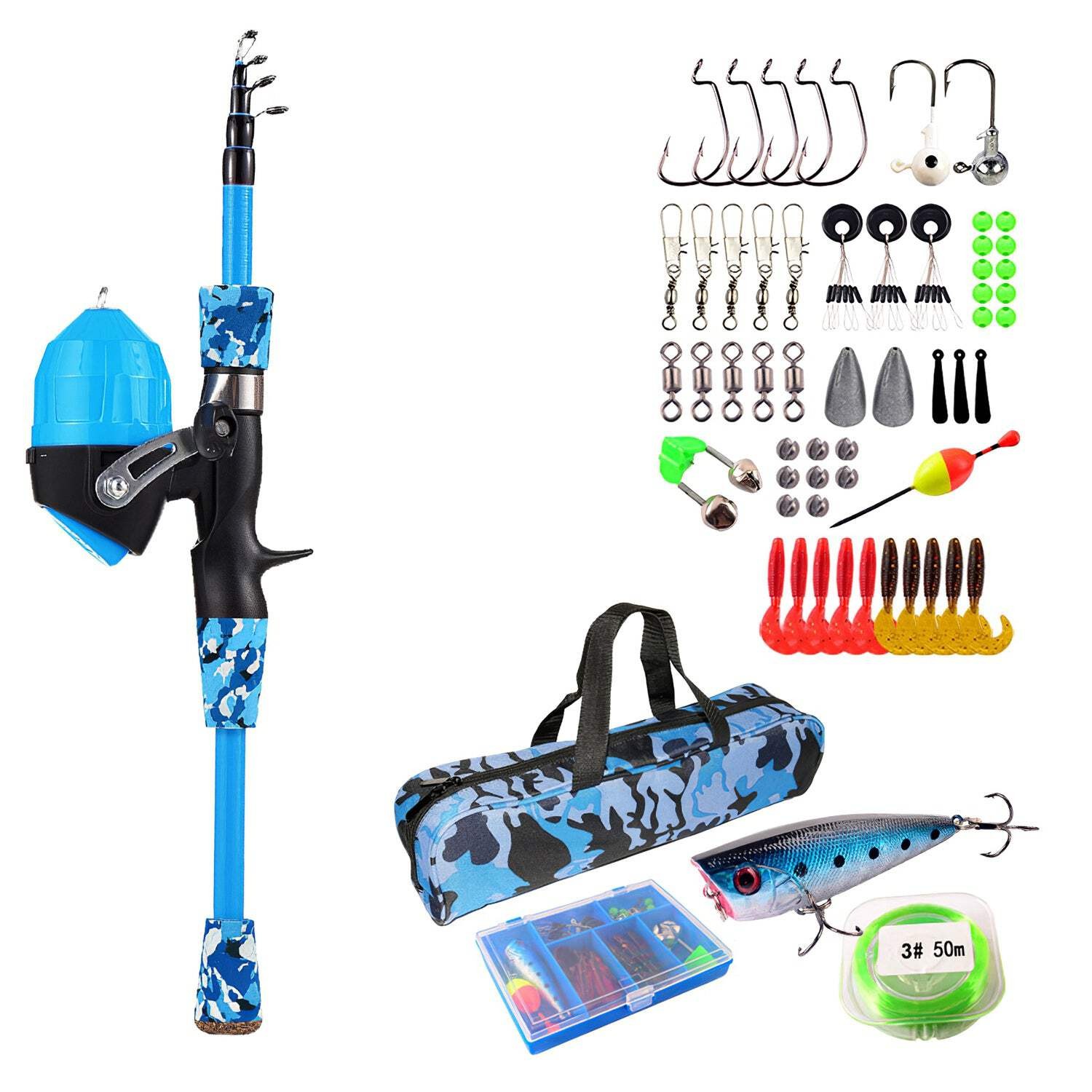 Kids Fishing Pole Set Fishing Starter Kit Telescopic Fishing