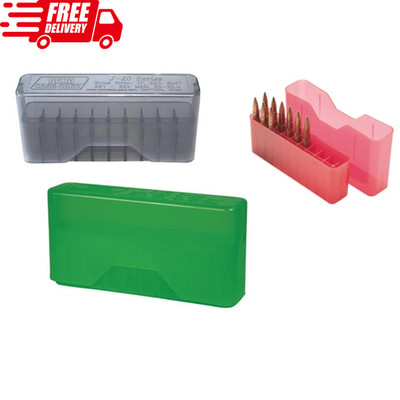 MTM 20 Round Slip-Top Rifle Ammo Box, 3 Different Color (Green-Red-Smoke)