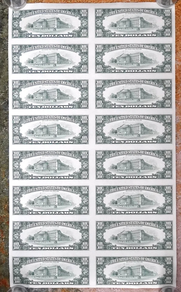1995 UNCUT SHEET OF 16 - 1995 $10 STAR NOTES, ATLANTA DISTRICT - Image 4 of 4