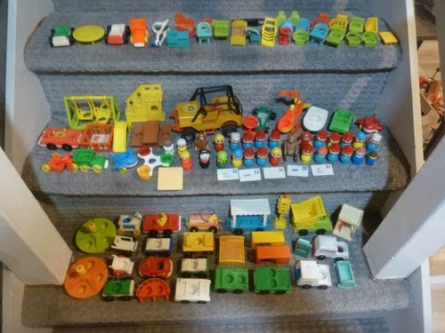 Huge lot of vintage Fisher Price Little People figures vehicles accessories RARE