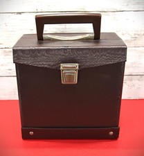 Vtg Choc Brown Vinyl Record/Storage Case for 50 7" 45rpm Vinyl Records EUC