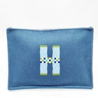 Hermes Clutch Bag Blue Wool Pouch with H Logo France 3135431