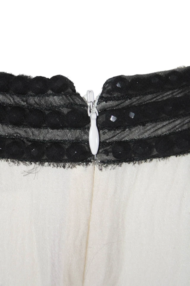 Proenza Schouler Womens Textured High Neck Zip Sleeveless Beaded Dress Cream Siz - Image 4 of 4