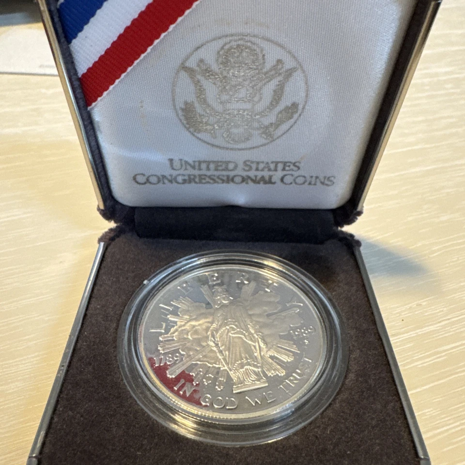1989 S Congressional Bicentennial Proof Commem 90% Silver Dollar OGP US Coin - Image 3 of 4