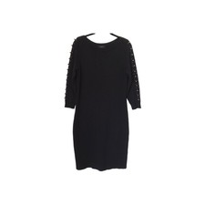 Ann Taylor Petite Sweater Dress Size SP Black Jeweled Embellished Long Sleeve