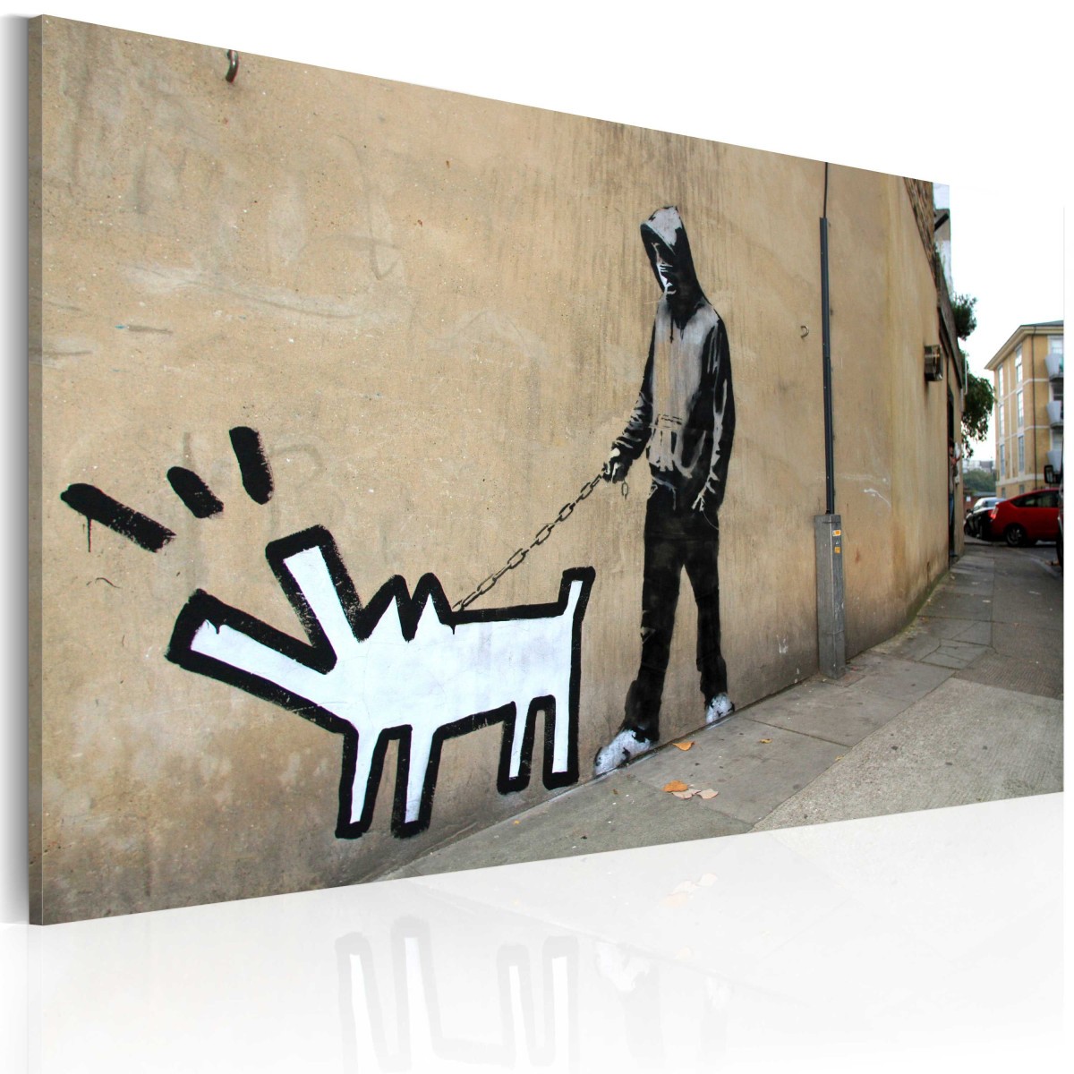 Tableau Banksy Chien Qui Aboie Ne Mord Pas 40x60cm en toile imprimée pour décoration murale modern