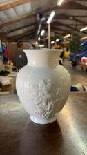 Lenox White Ribbed Floral Embossed Porcelain Vase Made in USA