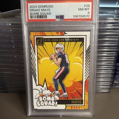 PSA 8 - 2024 Panini Donruss - Bomb Squad Drake Maye #28 (RC)