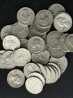 ROLL 40 WASHINGTON QUARTERS 90%  SILVER 60'S  $10 FACE VALUE