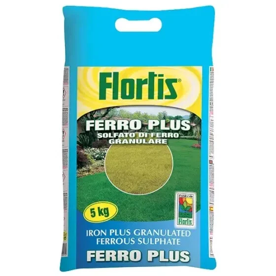 FLORTIS Solfato di Ferro Granulare - Antimuschio rinverdente prato e piante - 5KG 200 mq