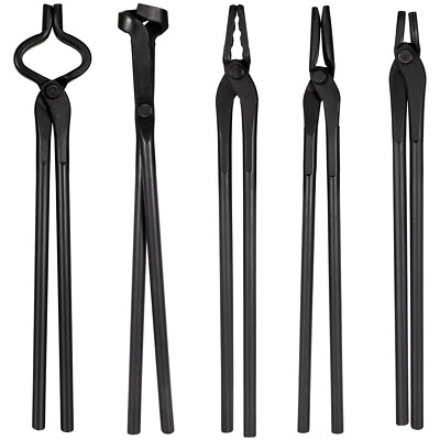 5 PCS Knife Making Tongs Set Tools Blacksmith Bladesmith Tong Vise Anvil Forge