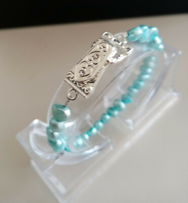 Schmuck Armband Perlen 1-reihig Süsswasser Nuggets mit Magnet Verschluss  19 cm