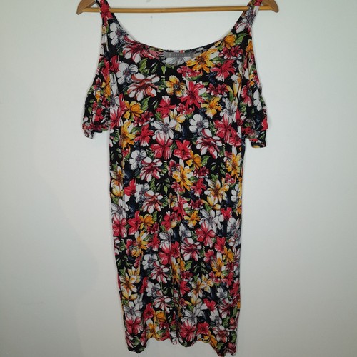 KATIES Womens shift dress Size 12 cold shoulder floral colourful knee length - Picture 8 of 12