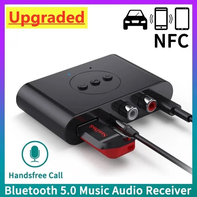 Adattatore Audio Bluetooth 5.0 NFC Trasmettitore/Ricevitore HiFi Con AUX E RCA