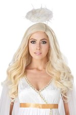 Golden Angel Wig Blonde Long Fancy Dress Up Halloween Adult Costume Accessory