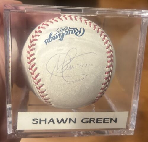 Shawn Green Signed Rawlings ROMLB Baseball Side Panel