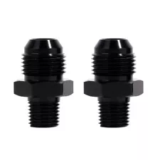 1/4" NPT to 6AN Fitting Male Straight Fittings Adapter Aluminum Black 2Pcs