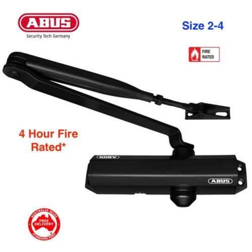 ABUS AC6024 Matt Black Door Closer-EN2-4 W/Adjustable Backcheck & Standard Arm