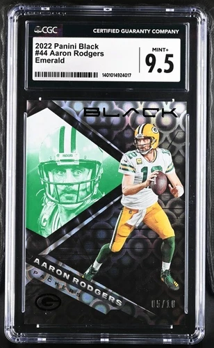 CGC 9.5 2022 Panini Black - Emerald Aaron Rodgers #05/10 Jets Steelers Packers