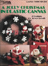 A Jolly Christmas Plastic Canvas Patterns - Tissue Cover, Banner, Centerpiece 
