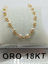 Bracciale in oro giallo 750 18 carati perle di fiume cm. 19,00 grammi 4,20 +2lav