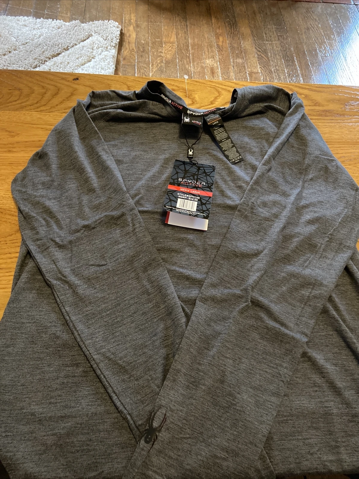 Spyder Active Breathable Quick Dry Stretch Long Sleeve Shirt Gray Mens Sz L $68