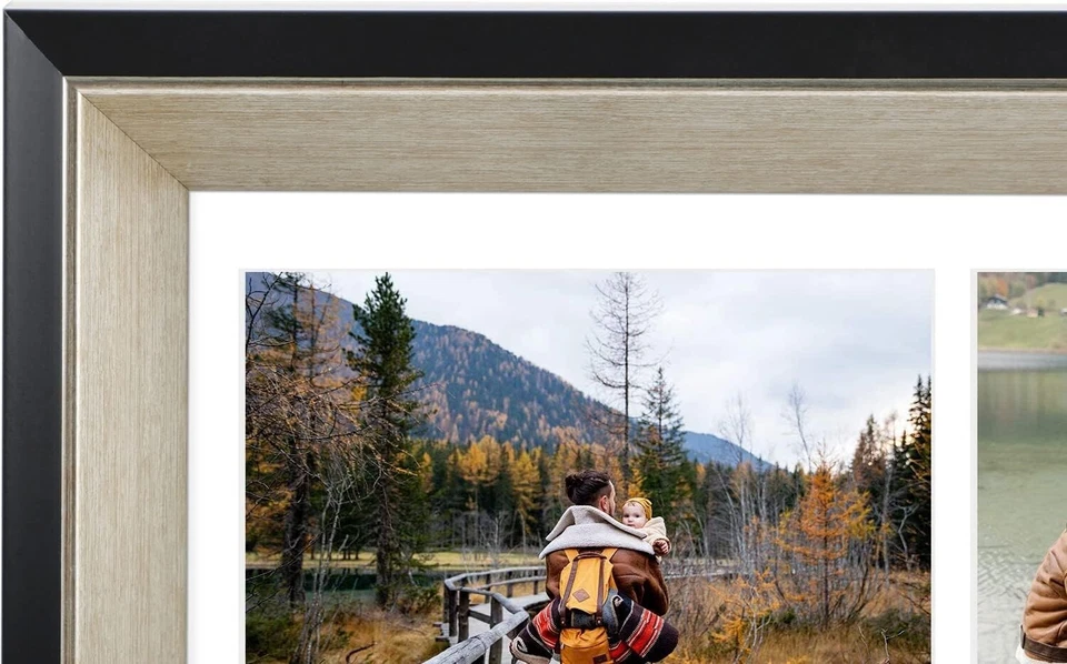 Marco de fotos collage 11x14 con 5 alfombrillas de apertura para fotos 4x6 plateado/negro Foto 3 de 4