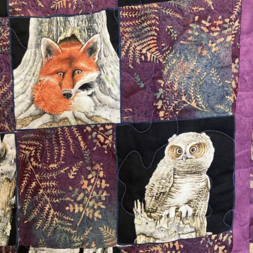 NEW Handmade Crib/Baby Quilt Forest Animals Theme Batik Cotton Flannel 42”x42” - Picture 2 of 15