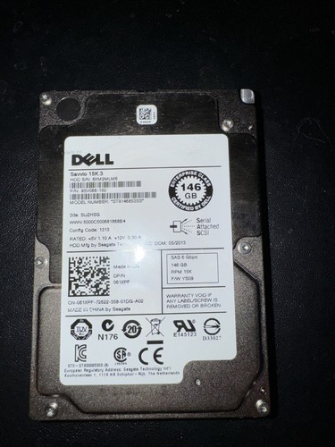 ST9146853SS Dell SAVVIO 15K.3 146GB 15K RPM 6Gbps 2.5" SAS Hard Drive