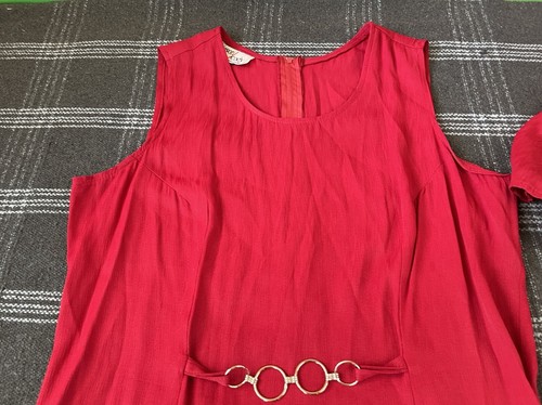 Vintage Jason Cody Sleeveless Dress With Coat Set 14 Misses Petite Red USA - Picture 3 of 21
