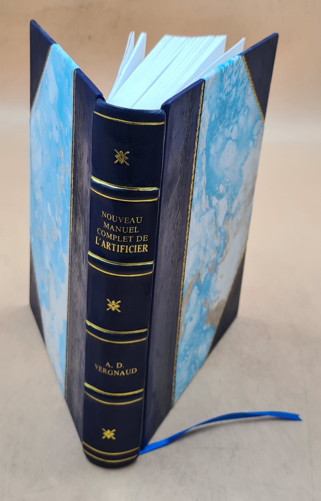 Vintage Leather-Bound Manual of Pyrotechnics Gunpowder and Saltpeter Artistry