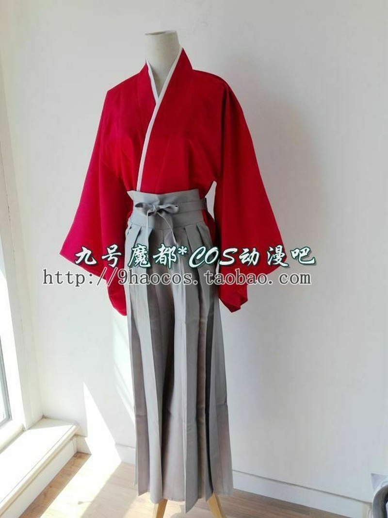  Men Rurouni Kenshin Cosplay Costume Himura Kenshin Kimono Robe  Swordwear Red Uniforms Halloween Suit : Clothing, Shoes & Jewelry