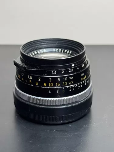 Pre-ASPH 35mm f/1.4 Leica Summilux Leitz Canada. Caps, lens hood, filters. 