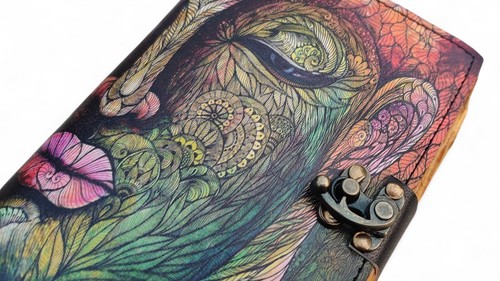 Boho Handarbeit künstlerisches Journal mit Buddha Design - 7x5 spirituelles Notizbuch - Bild 5 von 9