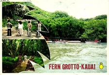 Vintage Postcard 4x6- WAILUA RIVER BOAT CRUISE, FERN GROTTO, KAUAI, HI.