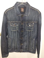 NWT DKNY Jeans Denim Jacket DarkBlue Button Front Darkwash 5PocketTrucker SzM$99