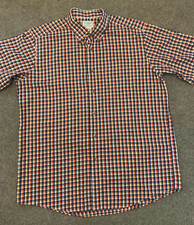LL Bean Shirt Mens L Short Sleeve Traditional Plaid Button Wrinkle Free Twill