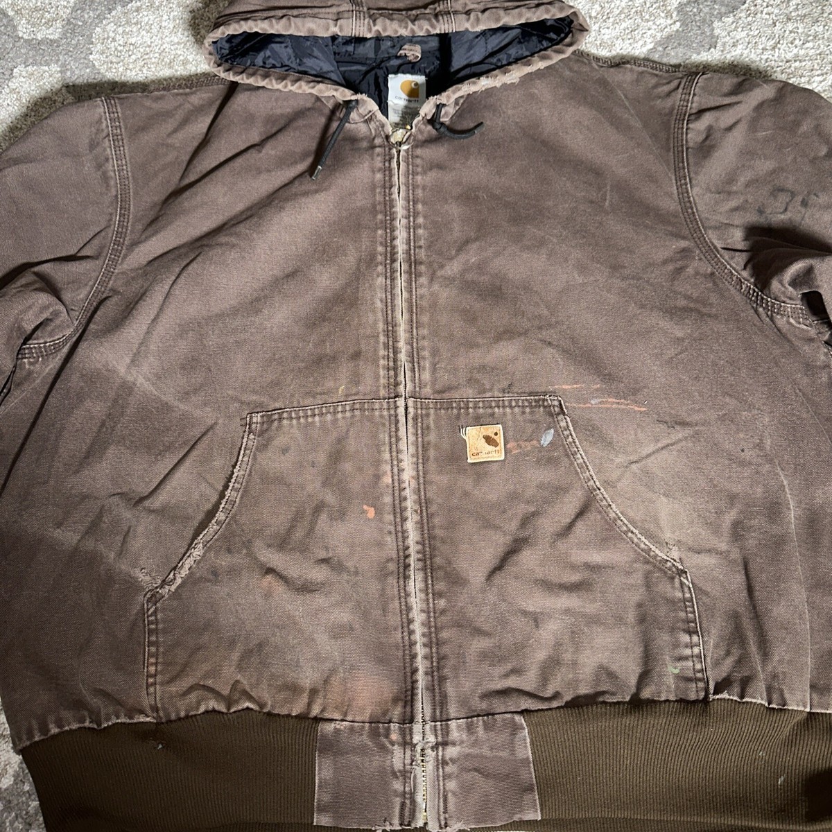 Distressed Carhartt J280 Dark Brown Duck Canvas Quilted Distressed Carhartt J280 Dark Brown Duck Canvas Quilted