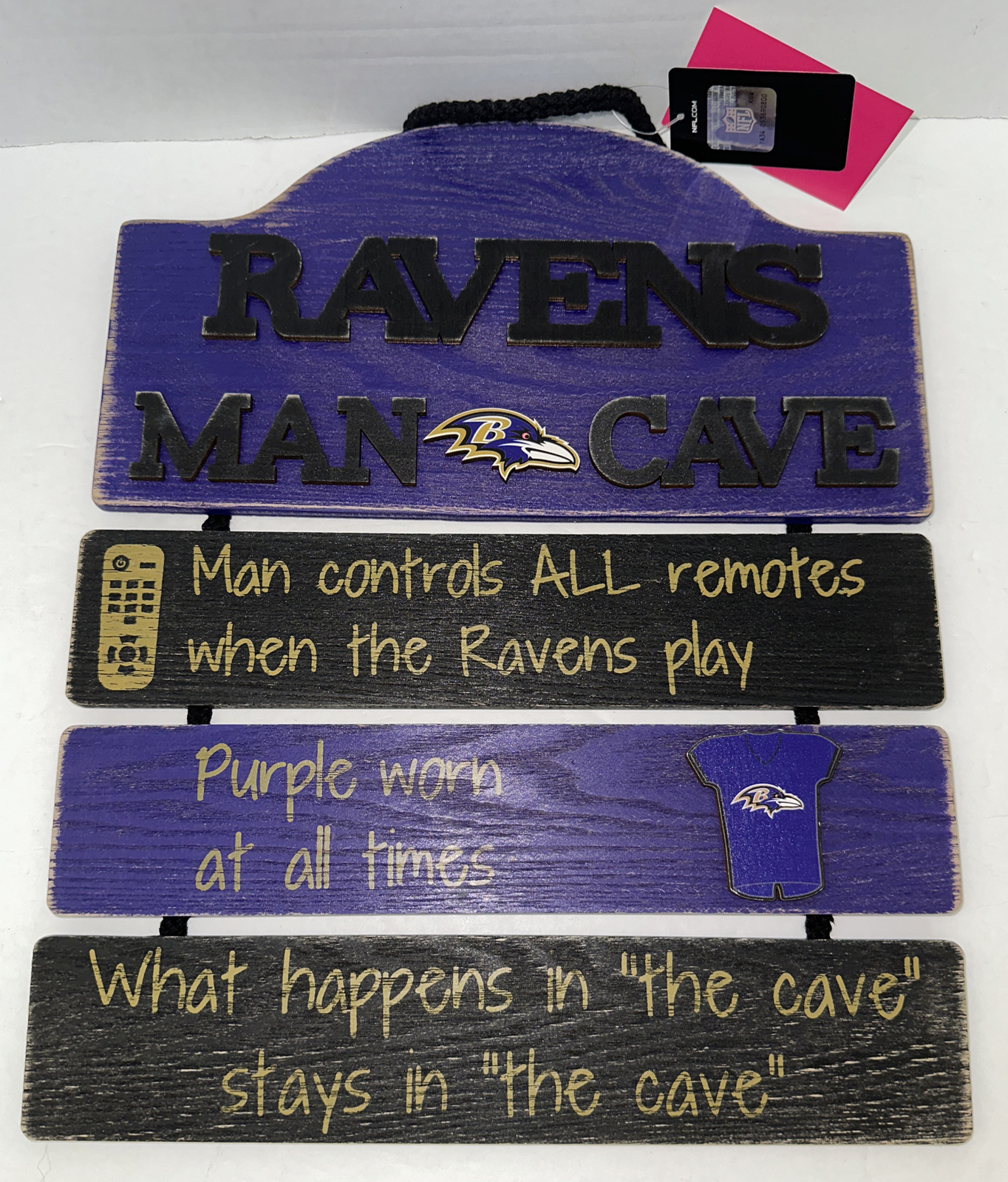 FOCO NFL Baltimore Ravens Team Logo Man Cave Hanging Wall Sign NWT view 1