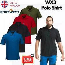 Portwest WX3 Polo Shirt Premium Polycotton Pique Modern Longer Length T-Shirt UK