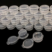Bulk Lot of 250 Clear 3g / 3ml Hinge-Top Plastic Jars Mini Sample Containes 5006